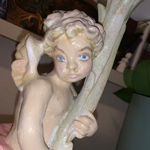 Authentic vintage Berman Angel ~ Cherub Vintage Lamp Rare Find pink and white